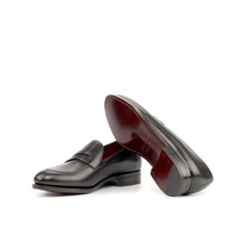 Load image into Gallery viewer, Black Calf Leather Penny Loafers