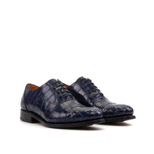 Load image into Gallery viewer, Navy Alligator Oxford Shoes
