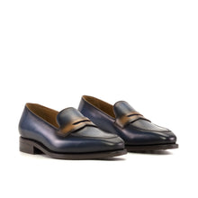 Load image into Gallery viewer, Navy & Cognac Calf Penny Loafer