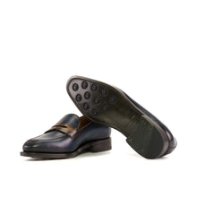 Load image into Gallery viewer, Navy & Cognac Calf Penny Loafer