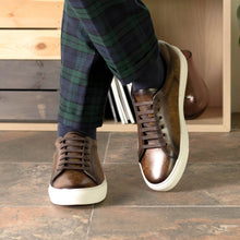 Load image into Gallery viewer, Brown Marble Patina Leather Trainers