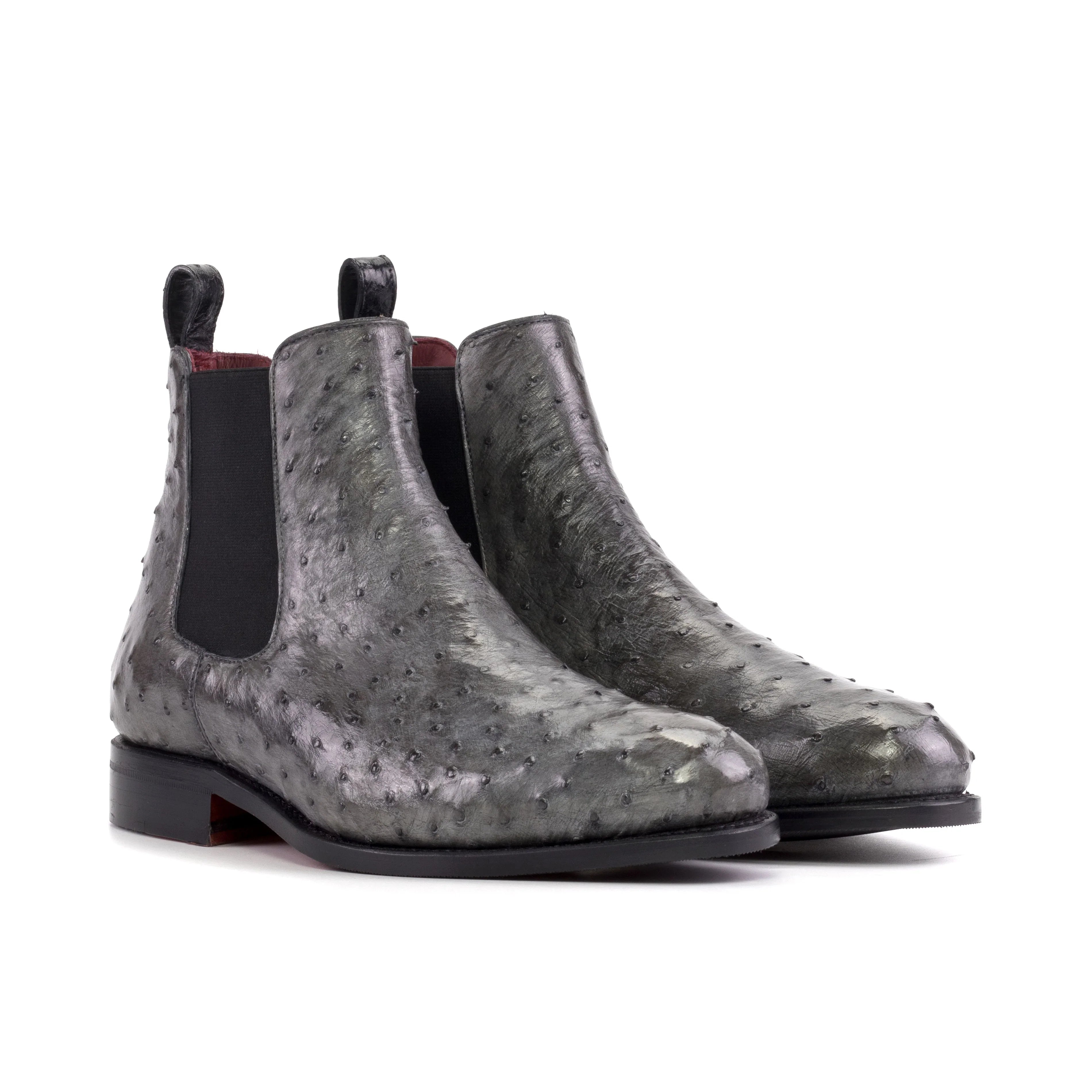Calfskin Heel Ostrich-Print Chelsea Boots main image 0