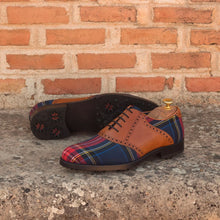 Load image into Gallery viewer, Cognac Calf & Tartan Fabric Saddle Golf Shoes