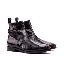 Load image into Gallery viewer, Black Python Jodhpur Boots