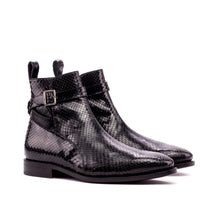 Load image into Gallery viewer, Black Python Jodhpur Boots