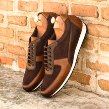 Load image into Gallery viewer, Brown Leather & Suede Trainer Sneakers