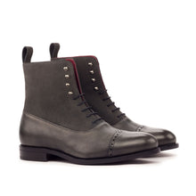 Load image into Gallery viewer, Grey Full-Grain Leather & Suede Balmoral Boots