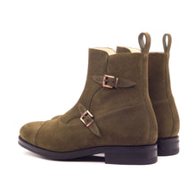 Load image into Gallery viewer, Khaki Suede Double-Monk Boots