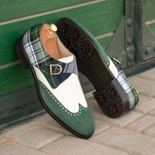 Load image into Gallery viewer, Calf Leather, Tartan, & Suede Single Monk Golf Shoes