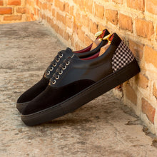 Load image into Gallery viewer, Black Nappa, Suede, & Houndstooth Top-Sider Trainers