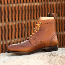 Load image into Gallery viewer, Medium Brown Full-Grain Leather Brogue Boots