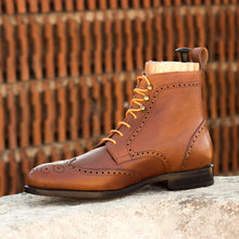 Load image into Gallery viewer, Medium Brown Full-Grain Leather Brogue Boots