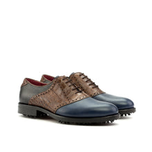 Load image into Gallery viewer, Navy, Brown & Black Saddle Golf Shoes