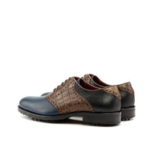 Load image into Gallery viewer, Navy, Brown & Black Saddle Golf Shoes