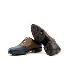 Load image into Gallery viewer, Navy, Brown & Black Saddle Golf Shoes
