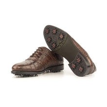 Load image into Gallery viewer, Brown Croco Saddle Golf Shoes