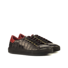 Load image into Gallery viewer, Black Croco Leather Trainers