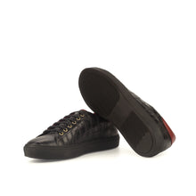Load image into Gallery viewer, Black Croco Leather Trainers