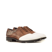 Load image into Gallery viewer, White & Brown Saddle Golf Shoes