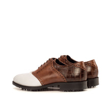 Load image into Gallery viewer, White & Brown Saddle Golf Shoes