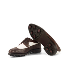 Load image into Gallery viewer, Brown Croco & White Calf Leather Brogue Golf Shoes