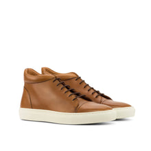 Load image into Gallery viewer, Cognac Calf Leather High-Top Sneakers