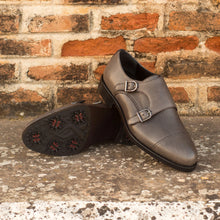 Load image into Gallery viewer, Grey Calf Leather & Suede Double Monk Golf Shoes