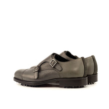 Load image into Gallery viewer, Grey Calf Leather & Suede Double Monk Golf Shoes