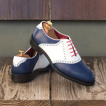 Load image into Gallery viewer, Blue & White Calf Leather Saddle Golf Shoes
