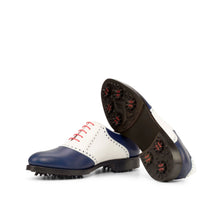 Load image into Gallery viewer, Blue & White Calf Leather Saddle Golf Shoes