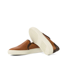 Load image into Gallery viewer, Cognac Full-Grain Leather Slip-On Sneakers