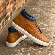 Load image into Gallery viewer, Cognac & Navy Python High-Top Sneakers