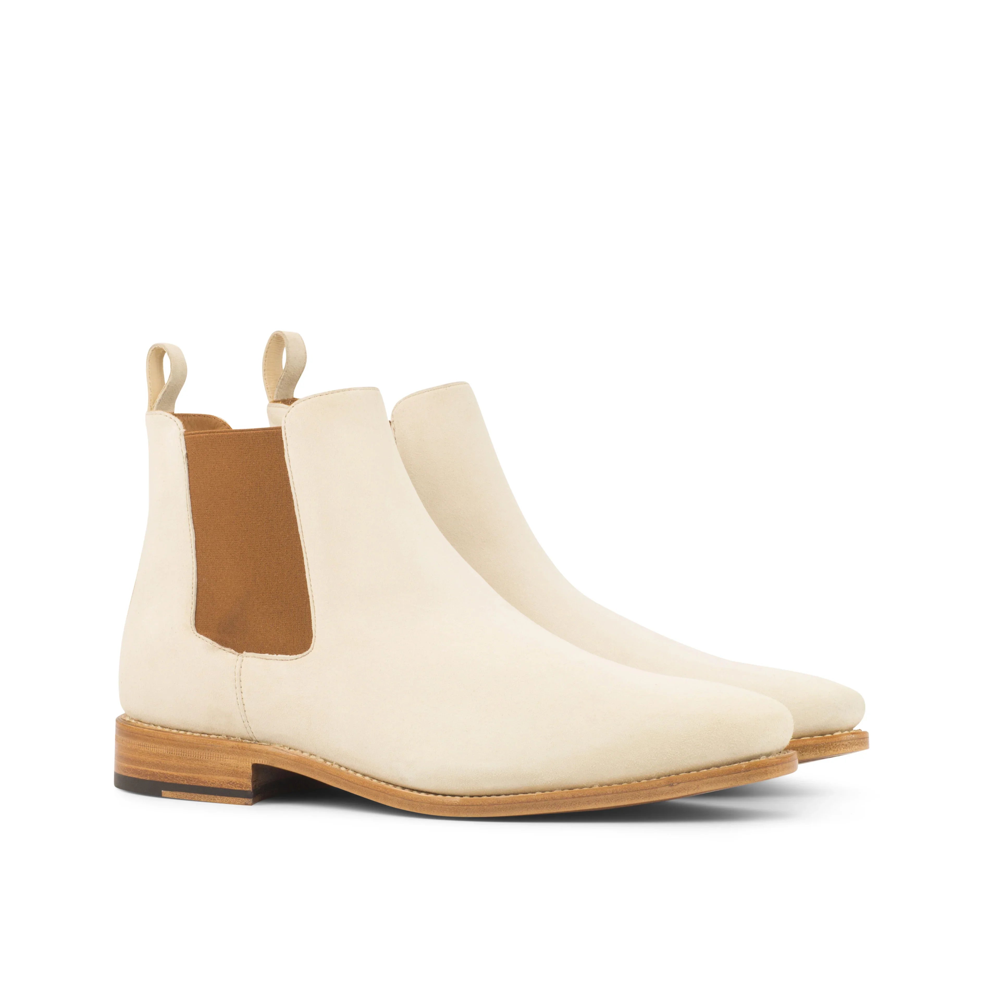 Ivory Cream Suede Chelsea Boots For Men Custom Shoes – ADORSI