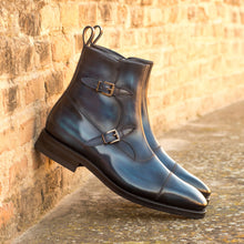 Load image into Gallery viewer, Navy Patina Leather Double-Monk Boots