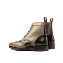 Load image into Gallery viewer, Grey & Black Calf Leather Brogue Boots