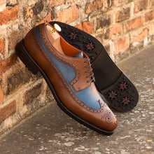Load image into Gallery viewer, Brown & Navy Calf Longwing Blucher Golf Shoes