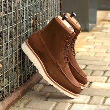 Load image into Gallery viewer, Brown Suede Moc-Toe Boots