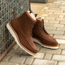 Load image into Gallery viewer, Brown Suede Moc-Toe Boots