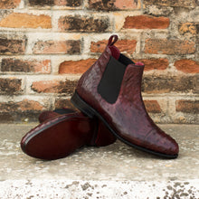 Load image into Gallery viewer, Burgundy Ostrich Chelsea Boots