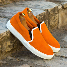 Load image into Gallery viewer, Orange Suede Slip-On Sneakers
