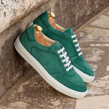 Load image into Gallery viewer, Green Suede Low-Top Sneakers