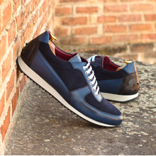 Load image into Gallery viewer, Navy Suede & Black Calf Trainer Sneakers