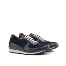 Load image into Gallery viewer, Navy Suede & Black Calf Trainer Sneakers