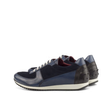 Load image into Gallery viewer, Navy Suede & Black Calf Trainer Sneakers