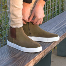 Load image into Gallery viewer, Khaki Suede Chelsea Sneaker Boots
