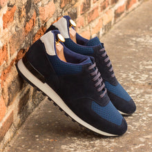 Load image into Gallery viewer, Navy Suede & Mesh Jogger Sneakers