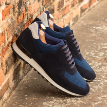 Load image into Gallery viewer, Navy Suede & Mesh Jogger Sneakers