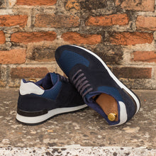 Load image into Gallery viewer, Navy Suede & Mesh Jogger Sneakers
