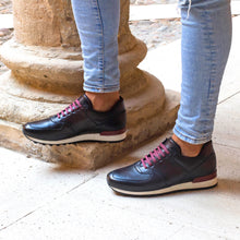 Load image into Gallery viewer, Brown & Burgundy Calf leather Jogger Sneakers