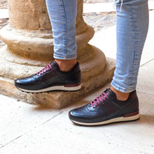 Load image into Gallery viewer, Brown & Burgundy Calf leather Jogger Sneakers